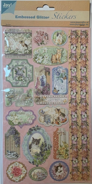 Sparkling Embossed Sticker Katzen